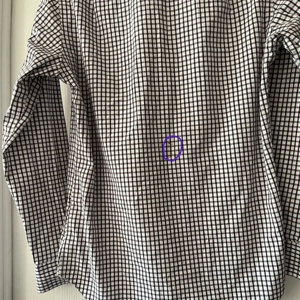 J. Crew Men's White and Brown Plaid Shirt